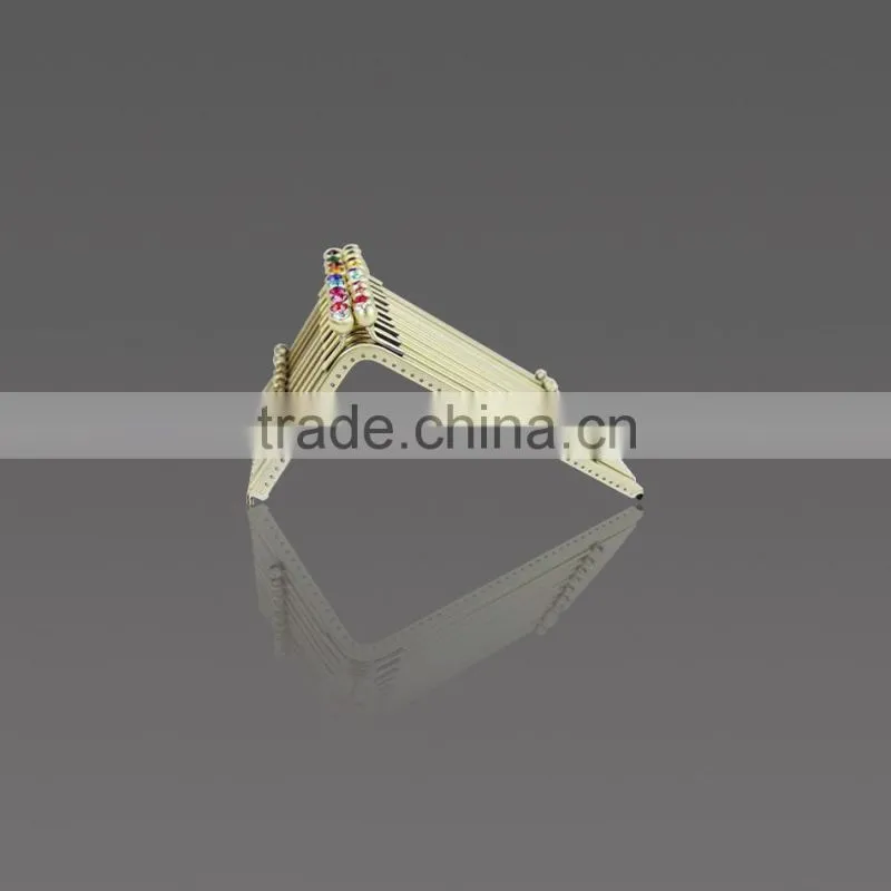 21*12CM colourful diamond kiss lock phone case frame sew in triangle purse frame for phone