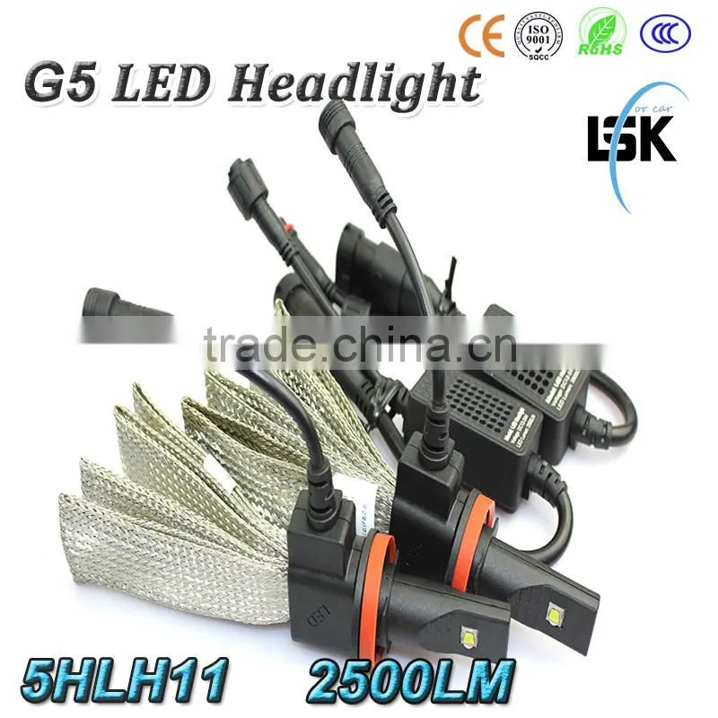 LANSEKO DC12v-24V 6500k G5 car led h11 headlight