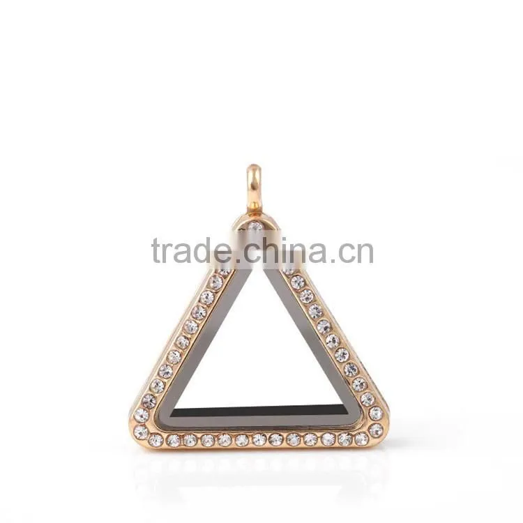 High Grade Alloy Living Floating Glass Magnetic Triangle Locket Pendant Wholesale China