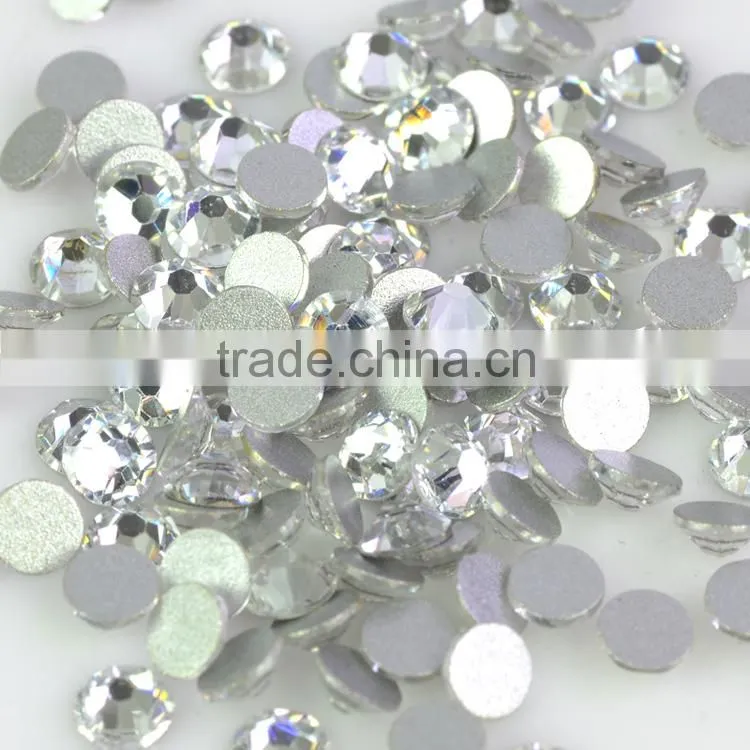 Wholesale crystal glass flatback loose round 14 facet cuts non hotfix crystal strass