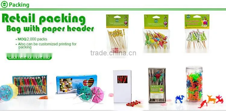 Parrot colorful decoration cake and fruit wooden cocktail picks in bar