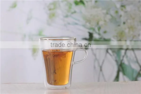 2016clear handmade borosilicate double wall coffee glass cup