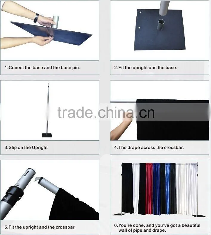 Aluminum backdrop stand pipe drape,backdrop pipe and drape for wedding, pipe sizes(PD-001)