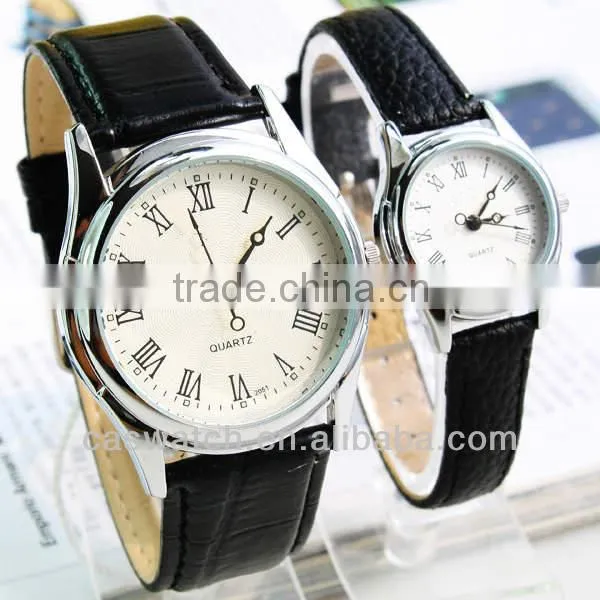 Best selling branded classic couple watch leather strap pair watches