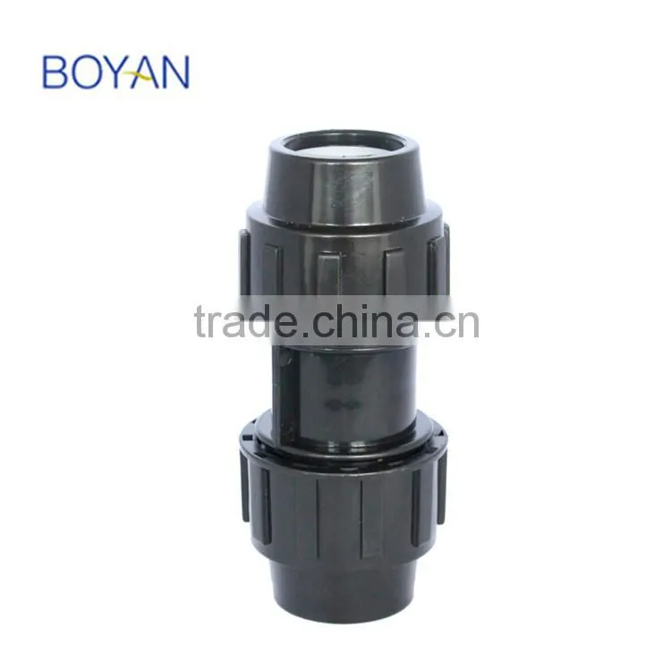 Plastic Quick Pipe Fitting Black PP Compression Coupling