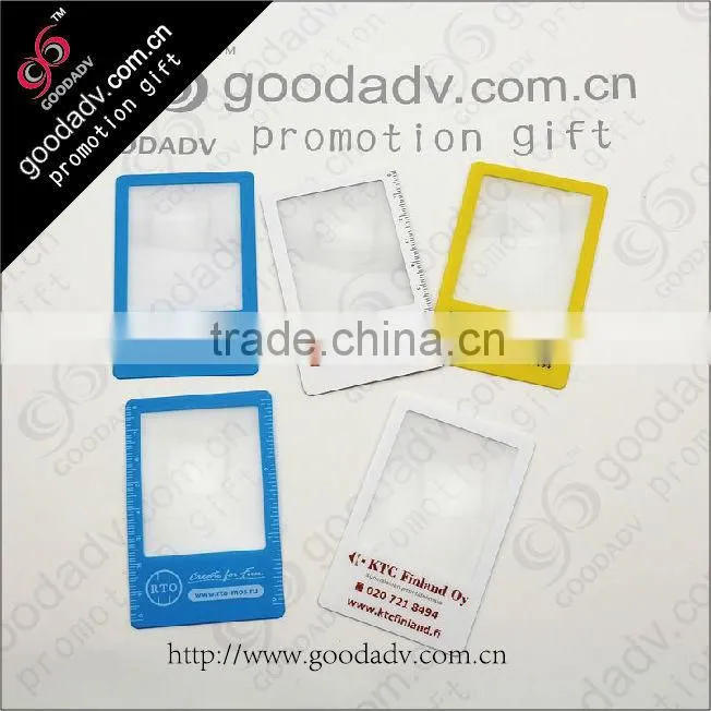 Business card size magnifying glass /clear plastic bookmarks for promotional gift