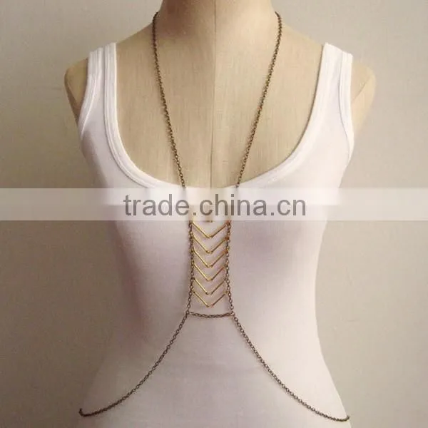 Chevron Gold Bar Body Chain Harness