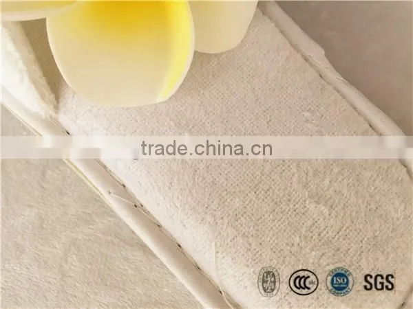 New design open toe poly velour slipper with offset printing logo