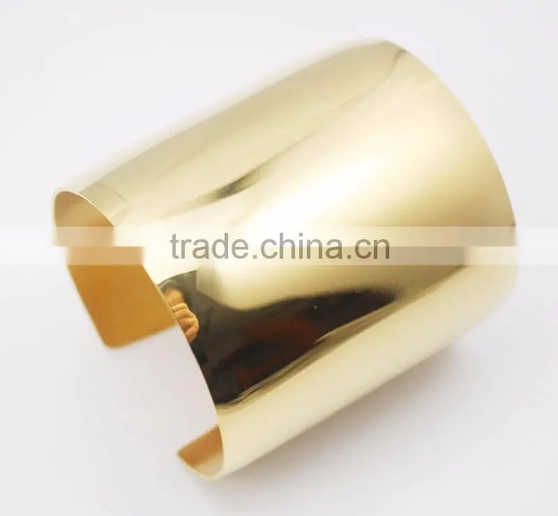 Simple Design Stainless Steel Blank Ultra Wide Gold Bangle Bracelets Cuff