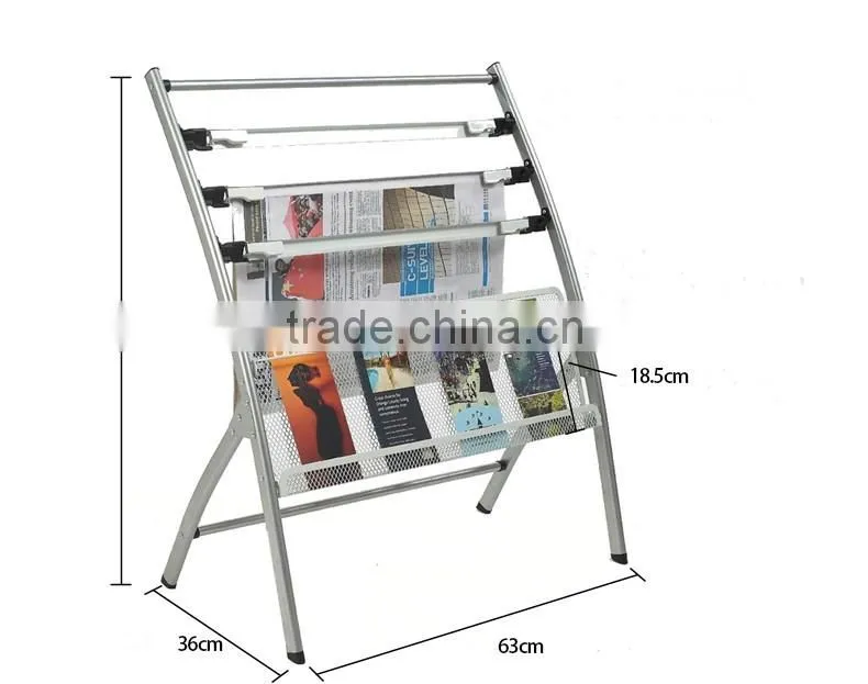 metal magazine and newspaper brochure display rack