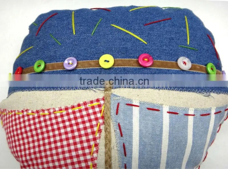 Sewed by hand stitch house pillow