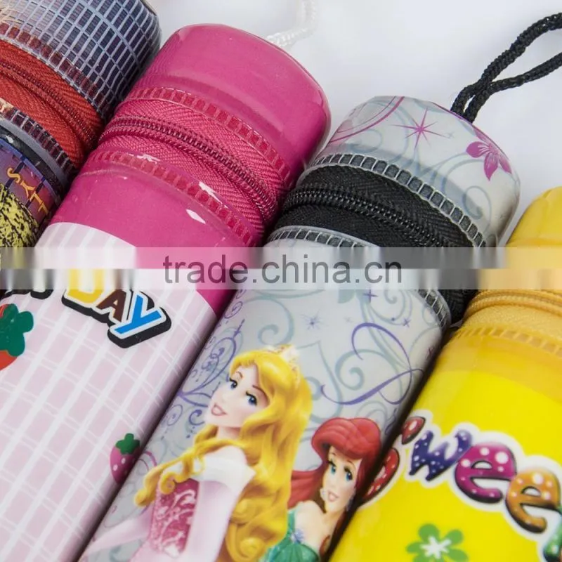 High Quality Printed Promotional Plastic Soft PVC Pencil Shape Pencil Bag Case (with zipper and handle)