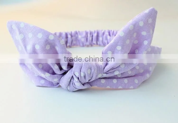 2016 New Premium Graceful Lovely Plain Rabbit Ear Bowknot Fabric Rabbit Headband for Babies