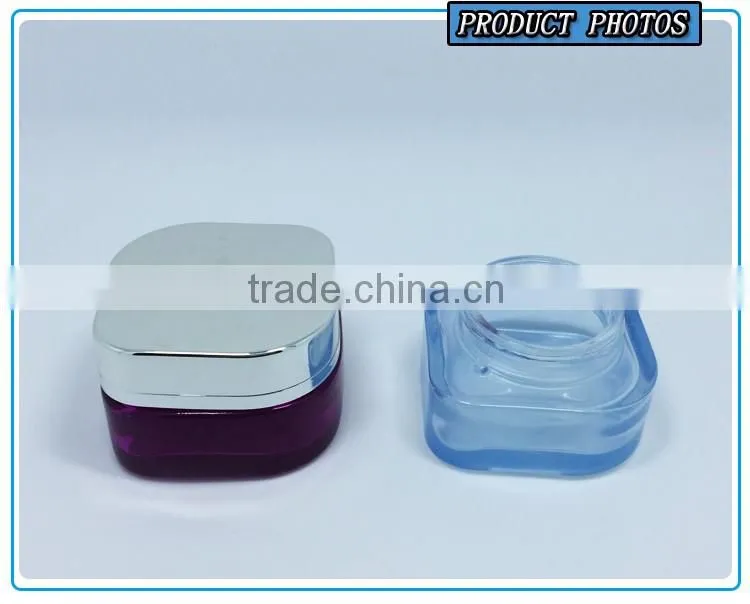 Empty square glass cosmetic oil bottle and cosmetic cream jar