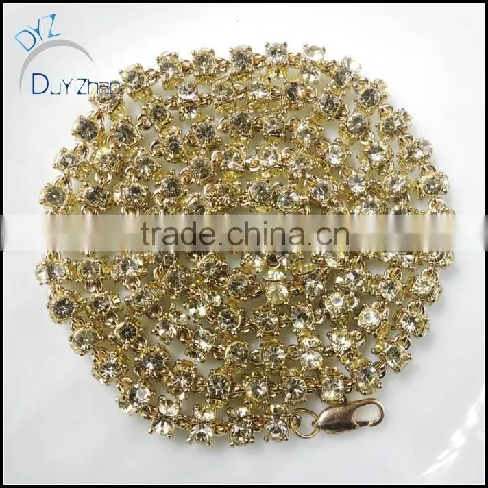 high quality hip hop gold crystal necklace