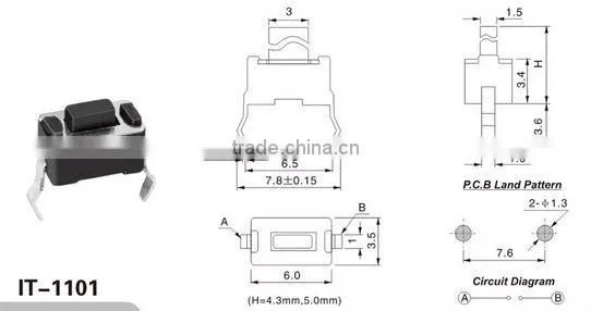 3.5*6.0mm Tact switch &Miniature Type Digital Camera Push bottom Tact Switch