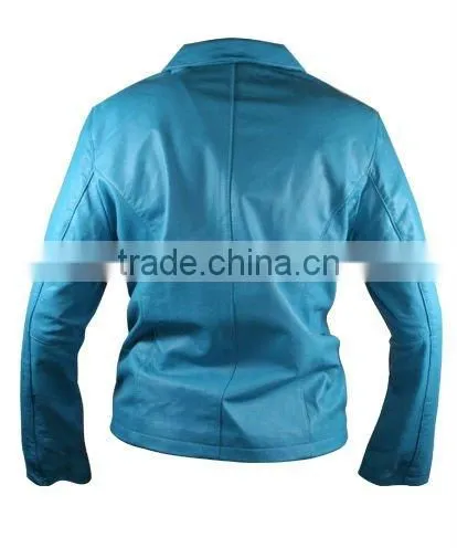 Blue Color Ladies Leather Jacket, Blue Leather Jacket, Womens Leather jacket, Fitted Leather Jacket