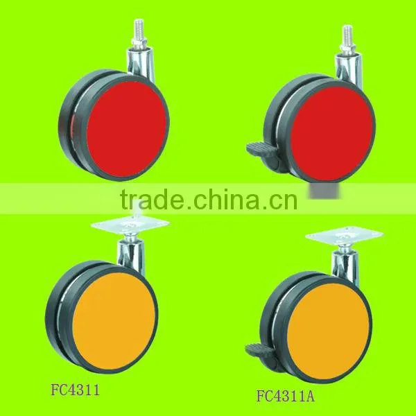 hot sale 82mm swivel top plate colorful furniture caster with brake (FC4311A)
