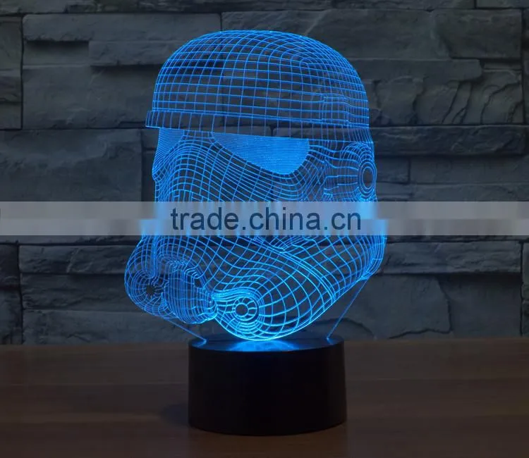 White knight shape USB + battery operated 3d acrylic illusion 7 color changing night light for children led magnetic lamp