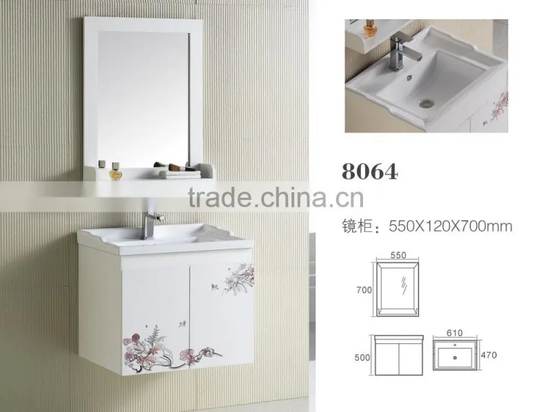 8064 Ceramic Counter top Cabinet Basin thin edge basin Bathroom Sink PVC Cabinet