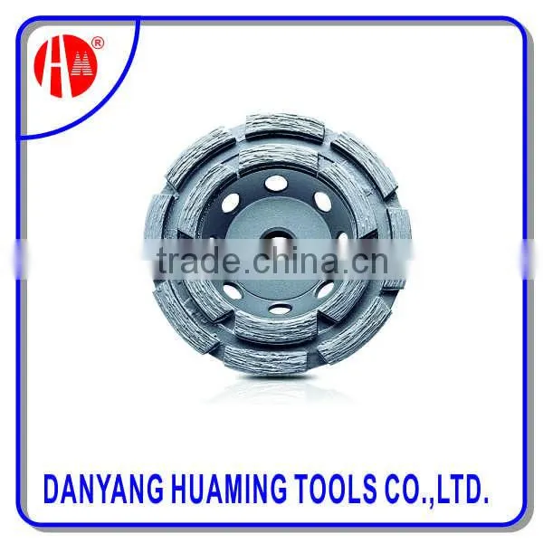 China factory arranged segments Double Row Cup Grinding Wheel for grinding concrete surface and floor