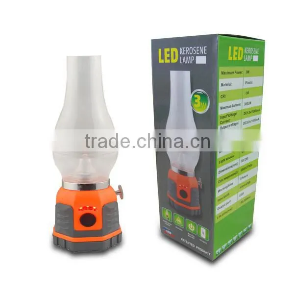 Rechargeable and Dimmable LED Kerosene Lamp with USB cable
