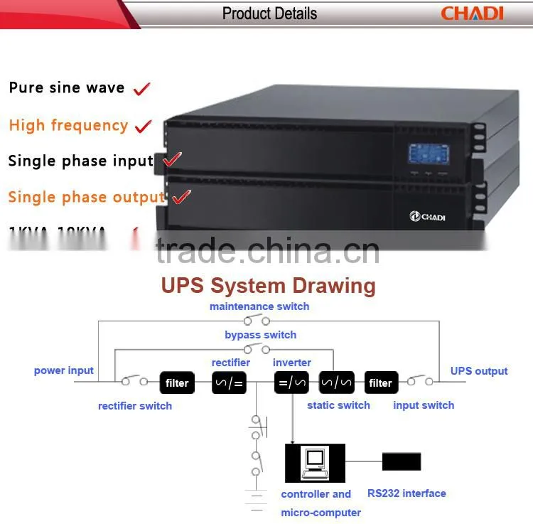 Power Supply Rack Mount 2000w 10 Kva Ups