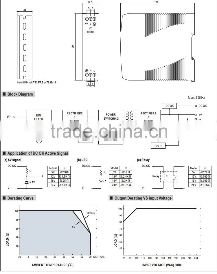 Mean well din rail 10w switching power supply with 3 years warranty