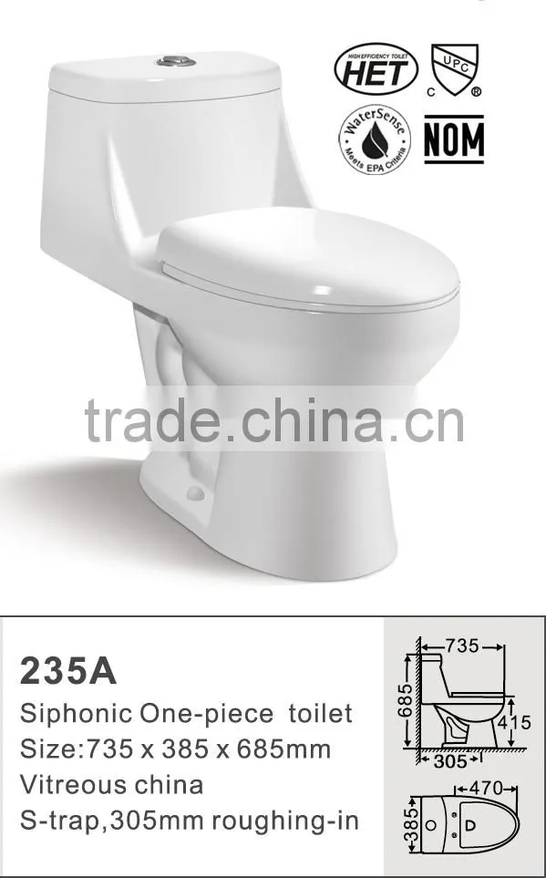 sanitary ware siphonic one-piece toilet 235a
