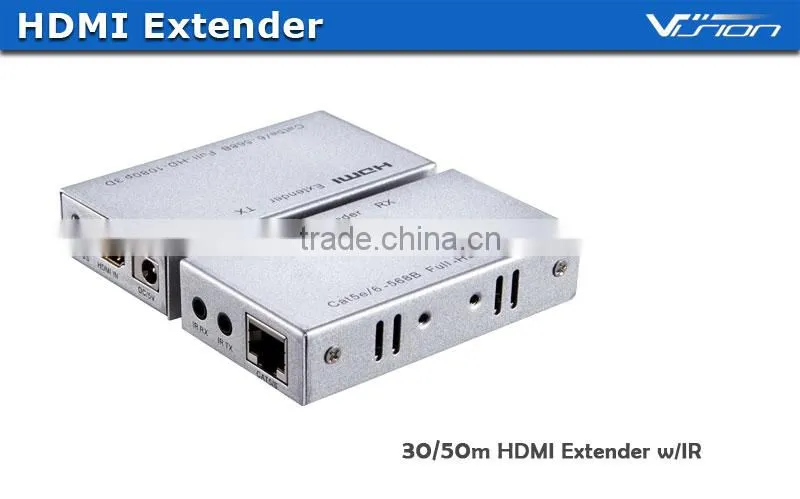 Vision black 50m HDMI extender with IR over Ethernet cat 5e/6