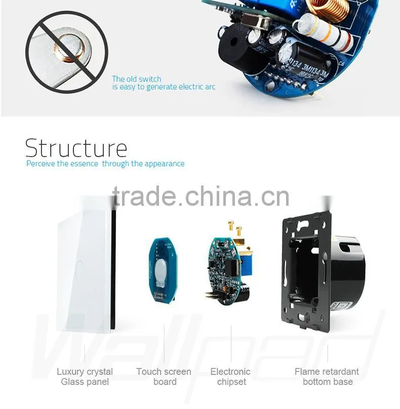 China Supplier Wallpad Luxury Waterproof Black Crystal Glass 110~250V RJ45 Computer Internet Network Wall Socket Switch