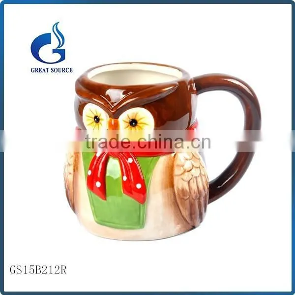 factory promotional 3D ceramic christmas owl mugs decorative wholesale