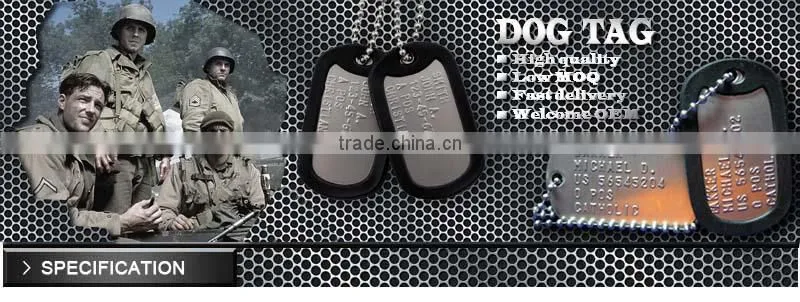 metal zinc alloy printed logo military dog tags with ball chain