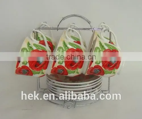 Flower design cup and saucer set