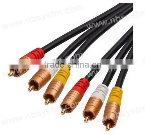 Assembly Type A/V composite Cable 3xRCA Plug to 3xRCA Plug Red/White/Yellow