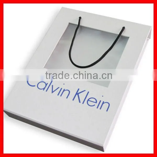 White Custom Paper Cardboard Box With Window And Handle