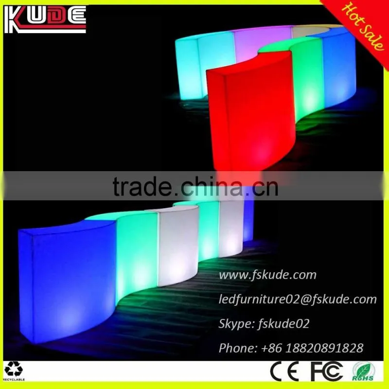 led light up curves bar counter with LED RGB light changing