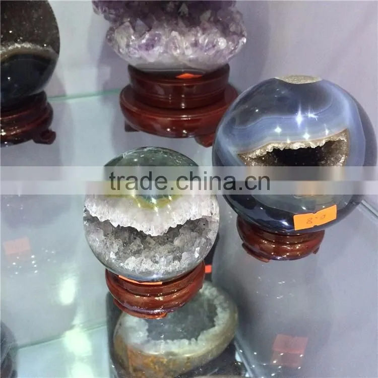 Natural Agate Geode Amethyst Geode Sphere Smile Crystal Ball