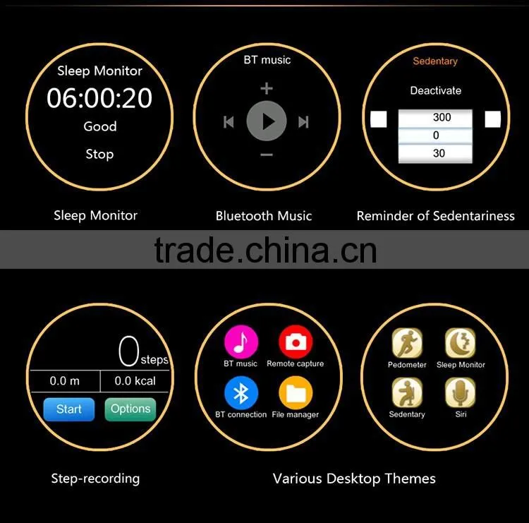 2016 Update V360 Smart Watch V360 1.22 inch 2.0M camera Bluetooth pedometer for android phone smartwatch for All Smartphone