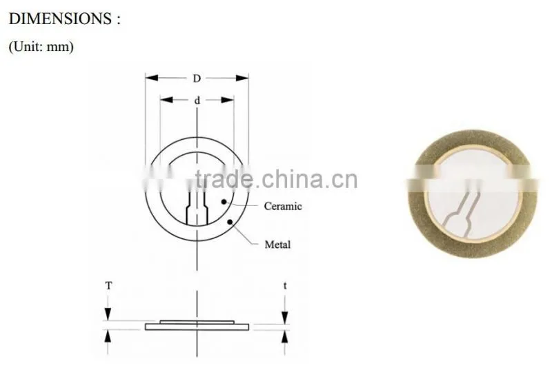 FB-35MS29F 35mm small piezoelement, piezo ceramic element (FBELE)