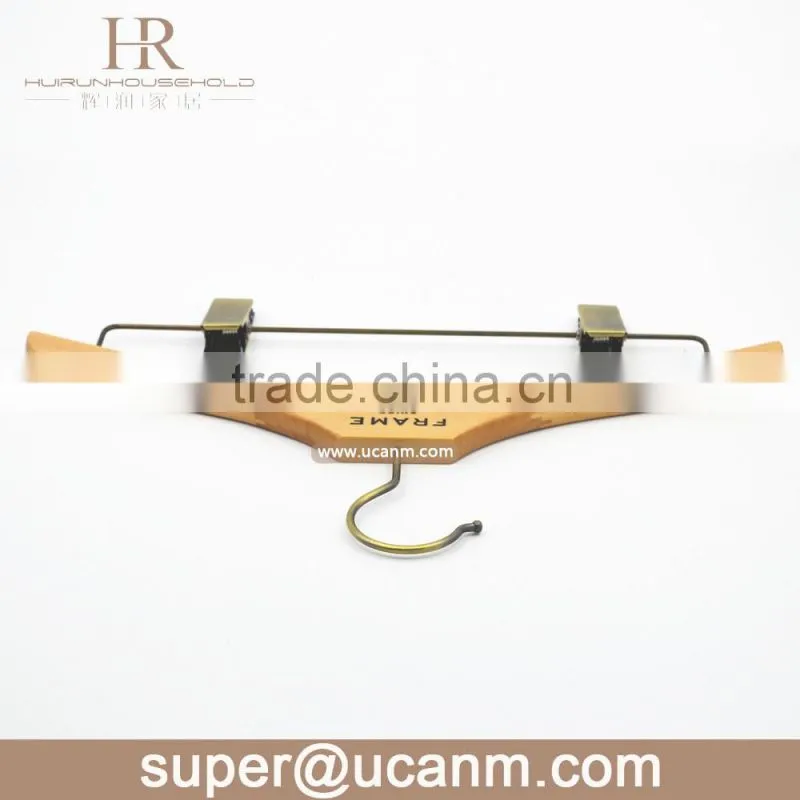 HRW-FF1GP wooden luxury clothes hanger,wooden clips hanger