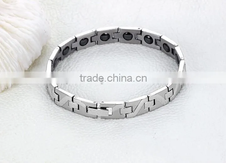 KSTONE 2015 Fashion Crystal Magnetic 316L Stainless Steel Energy Bracelet for Men