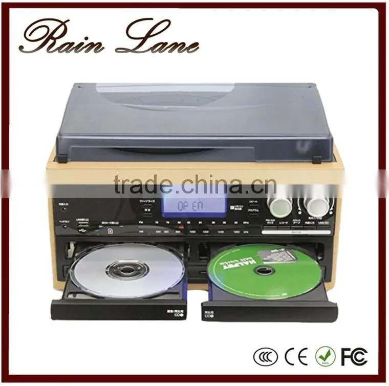 Rain Lane Double CD Player electric Gramophone and cassette encoding vinyl player