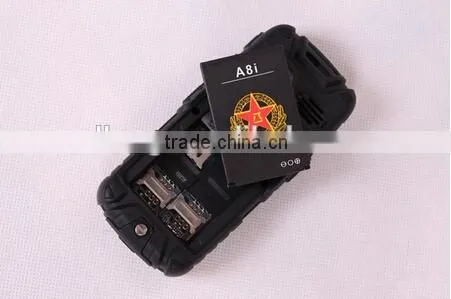 Outdoor phones A8i Dustproof Mobile Phone Dual SIM Cards Shockproof And Dustproof Waterproof GSM 4 band CellPhone