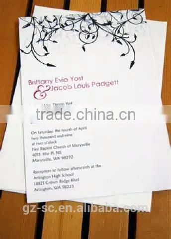 Custom invitation cards, fashionable wedding invitation cards, printed cards