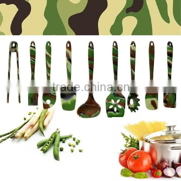 Silicone Cooking Utensil Set With Camouflage Color Of Kitchen Tools