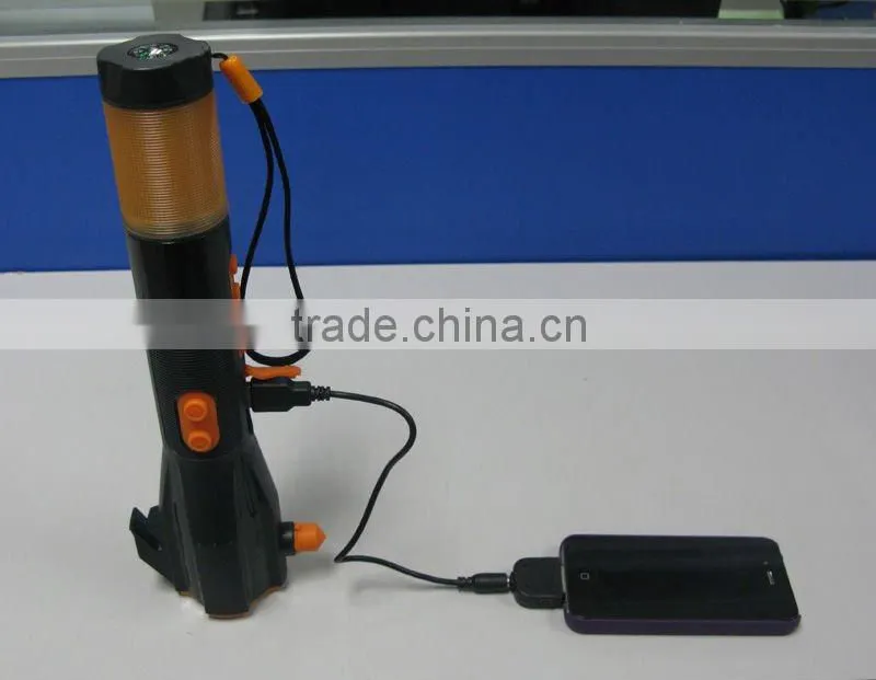 crank dynamo flashlight & torch with radio & phone charger