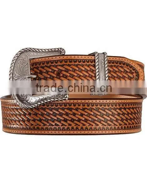 Western men basketweave leather belts factory