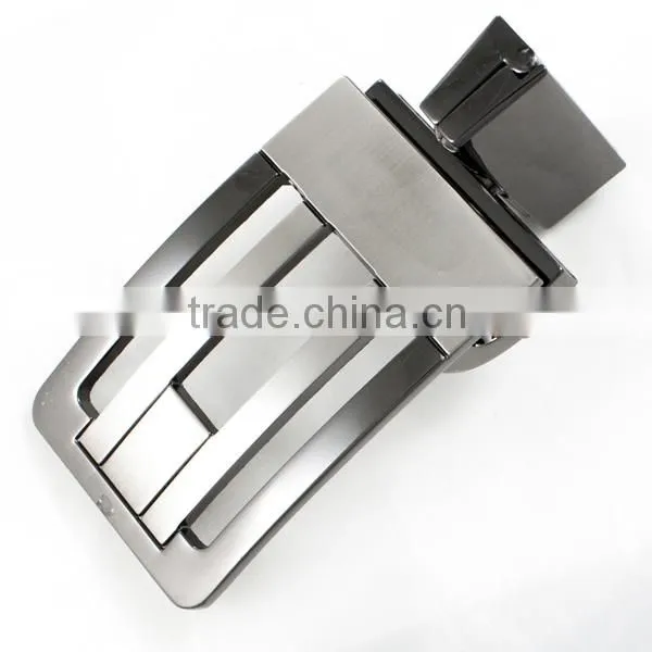 Classic design men metallic silver rotating belt buckle