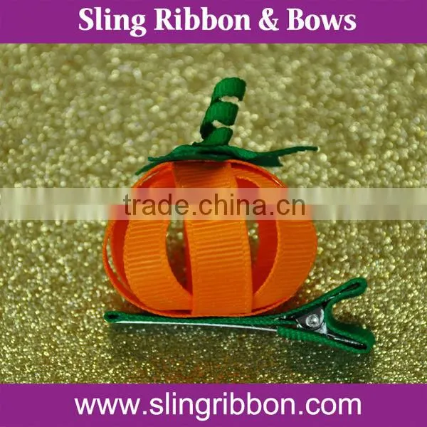 2015 Hot Sale Lovely Pumpkin Ribbon Hairpin For Girls